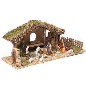 Cabanas e Grutas para Presépio: Cabana presépio com fogueira 25x56x21 cm