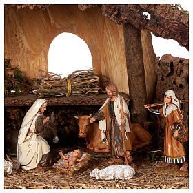 Nativity setting, stable with fire and fence 25x56x21cm