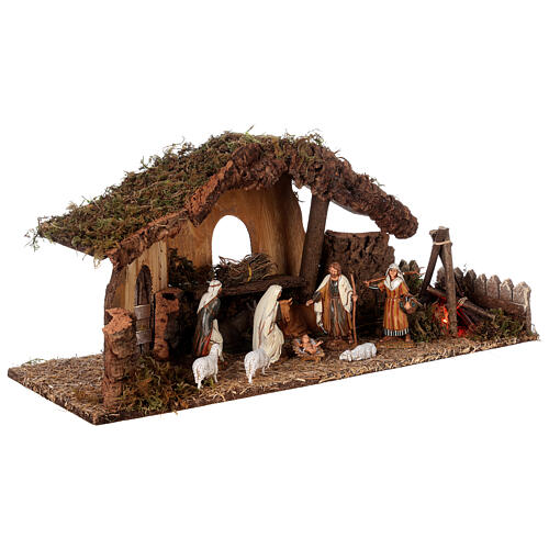 Nativity setting, stable with fire and fence 25x56x21cm 5