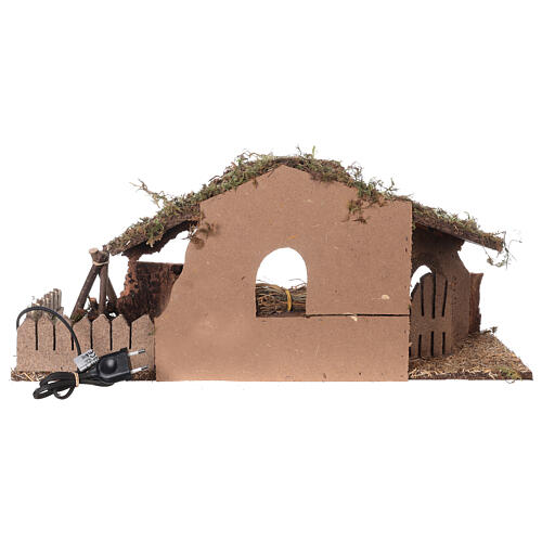 Nativity setting, stable with fire and fence 25x56x21cm 7