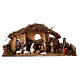 Nativity setting, stable with fire and fence 25x56x21cm s1
