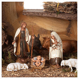 Nativity setting, stable with fountain and barn 28x42x18cm