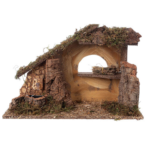 Nativity setting, stable with fountain and barn 28x42x18cm 9