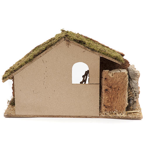 Nativity setting, stable 30x50x24cm in cork and wood 4