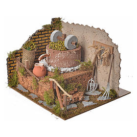 Nativity setting, olive mill with pump 24x12x17,5cm