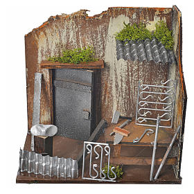 Maisons, milieux, ateliers, puits: Atelier forgeron crèche 20x14x20 cm