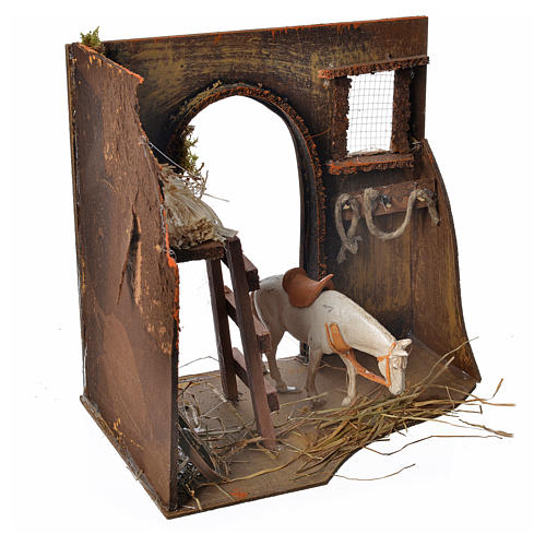 Nativity setting, workshop, manger and horse 20x14x20cm 3