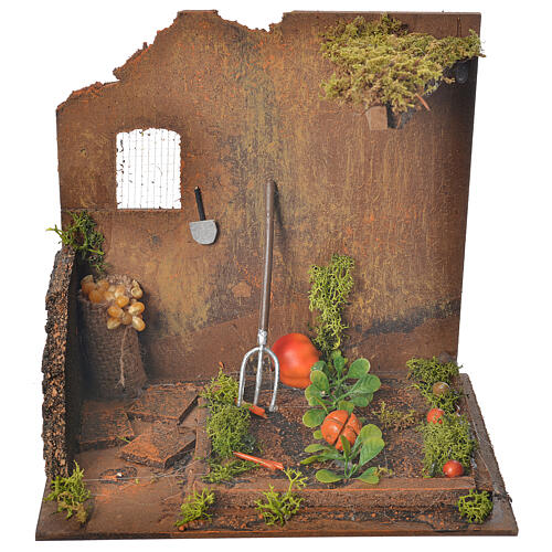 Horta com verduras ambientação presépio 20x14x20 cm 1