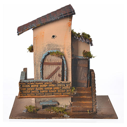 Nativity setting, farmhouse with balcony and stairs 28x15x27cm 1