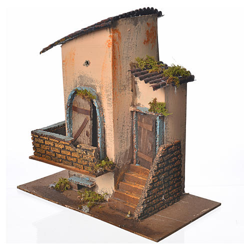 Nativity setting, farmhouse with balcony and stairs 28x15x27cm 2
