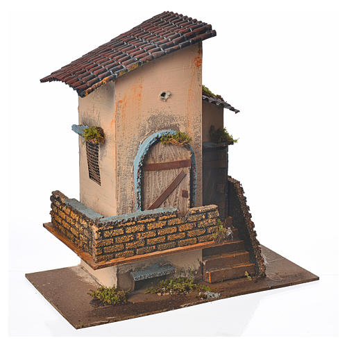 Nativity setting, farmhouse with balcony and stairs 28x15x27cm 3