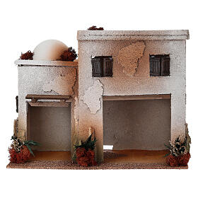 Nativity setting, empty workshop in wood and cork