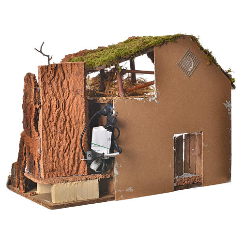 Nativity stable with mill and light 60x34x43cm 4