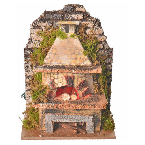 Nativity oven with flickering LED light, assorted 10x6cm 1