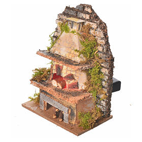 Nativity oven with flickering LED light, assorted 10x6cm