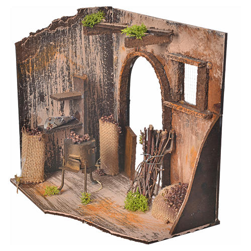 Nativity setting, chestnut seller shop 20x14x20cm 2