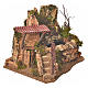 Fontaine en miniature roche et maison, décor crèche s3