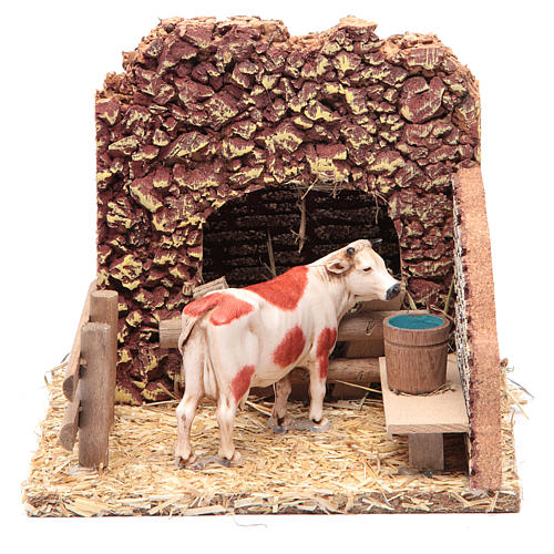 Nativity setting, cow in the stable 1