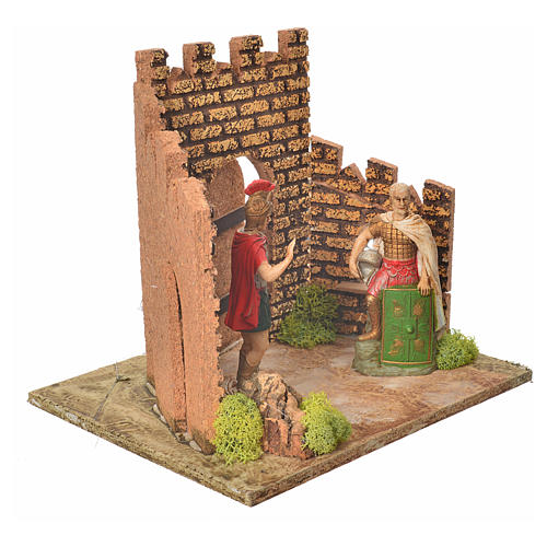 Gardes romaines et muraille décor crèche 3