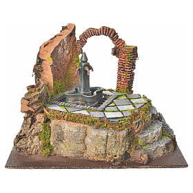 Fontaine de place 4 becs en miniature pour crèche