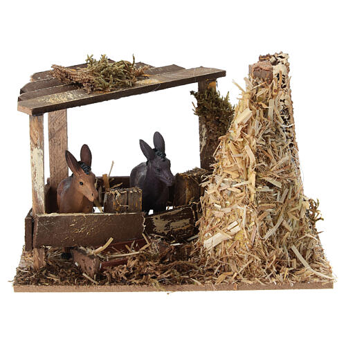 Curral com burro e molho de palha 11x15x10 cm 5