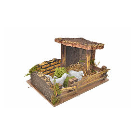 Nativity setting, fence with sheep 11x15x10cm