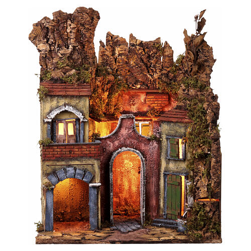 Bourg en miniature crèche Napolitaine style classique arcade 1