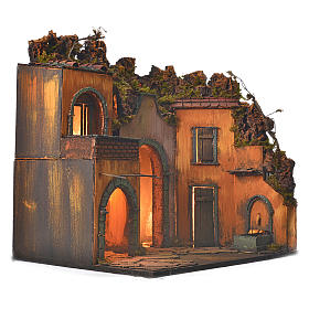 Szopka neapolitańska: Mieścina szopka neapolitańska styl wiek XVII z łukiem Szopka neapolitańska: Mieścina szopka neapolitańska styl wiek XVII z łukiem