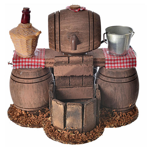 Neapolitan nativity setting, cellar with cask and water pump 11x 1
