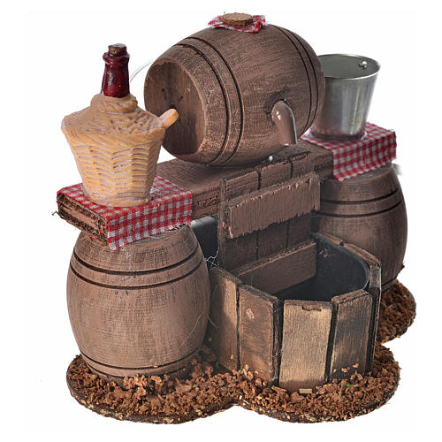 Neapolitan nativity setting, cellar with cask and water pump 11x 2
