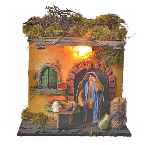 Animated Neapolitan nativity figurine, greengrocer 10cm 1