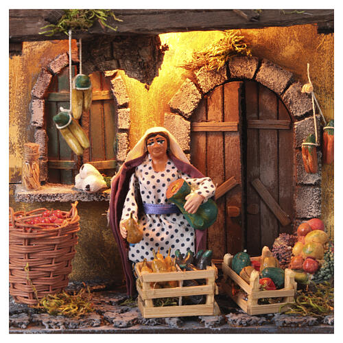 Animated Neapolitan nativity figurine, greengrocer 10cm 2