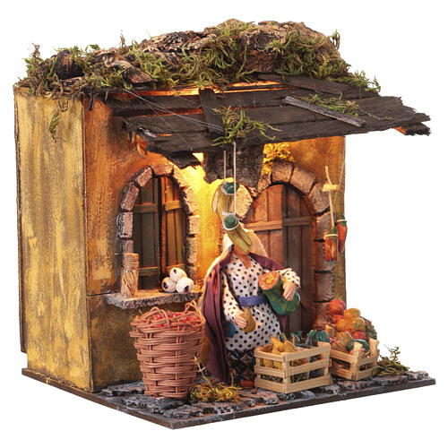 Animated Neapolitan nativity figurine, greengrocer 10cm 4