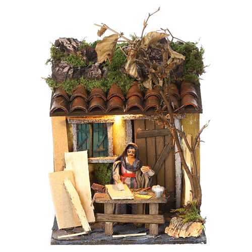 Animated Neapolitan nativity figurine, carpenter 10cm 5