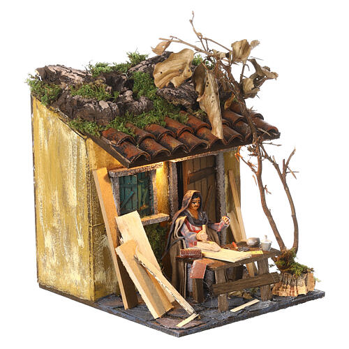 Animated Neapolitan nativity figurine, carpenter 10cm 7