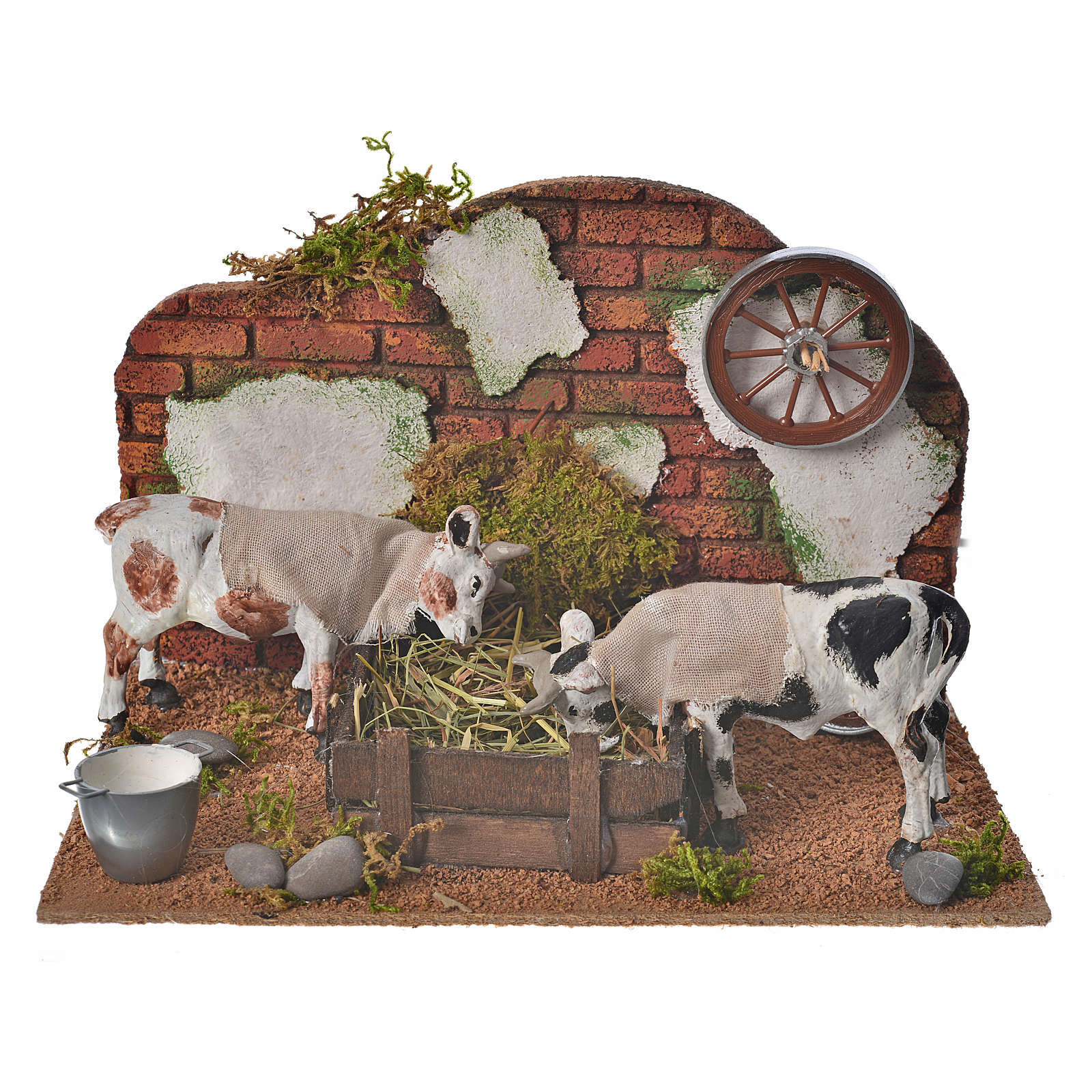 Neapolitan nativity setting, cows at the manger 10cm online sales on