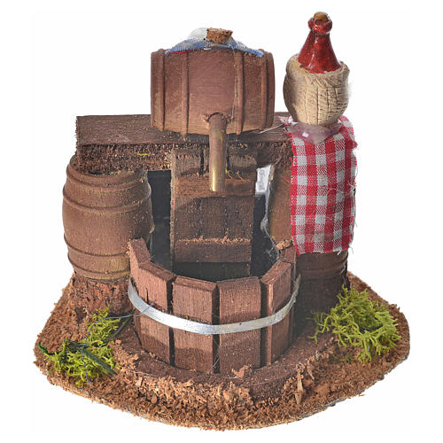 Neapolitan nativity setting, cellar with cask and water pump 8x1 1