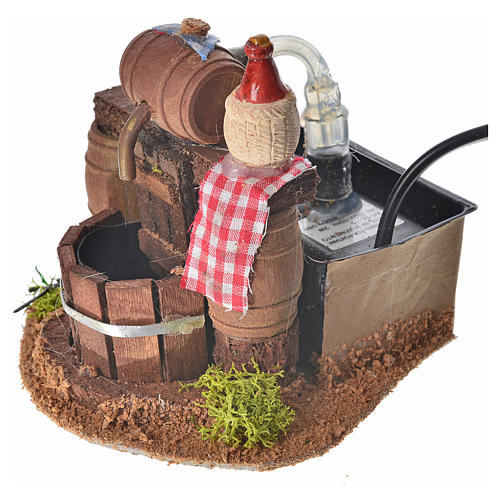 Neapolitan nativity setting, cellar with cask and water pump 8x1 3