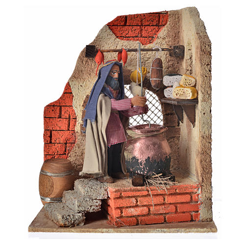 Animated Neapolitan nativity figurine, polenta maker 10cm 1