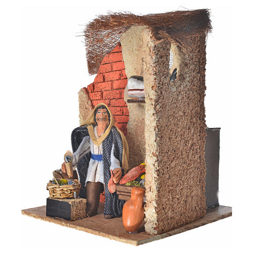 Animated Neapolitan nativity figurine, fishmonger 10cm 3