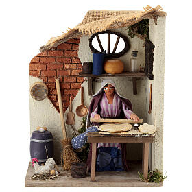 Boulangère animée 10 cm crèche napolitaine.