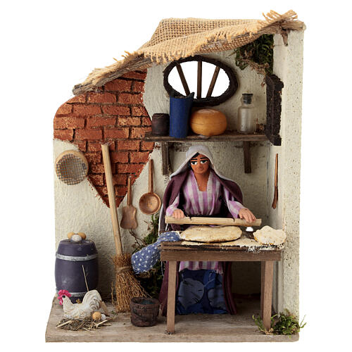 Boulangère animée 10 cm crèche napolitaine. 1
