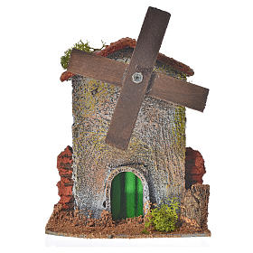 Mulino a vento legno e sughero 12x10x6 cm
