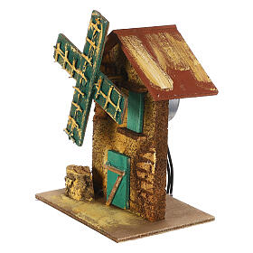 Nativity setting, wind mill made of wood and cork 12x10x6cm