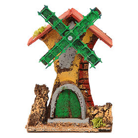 Windmühle Dimensionen 12x10x6 cm, aus Holz und Kork