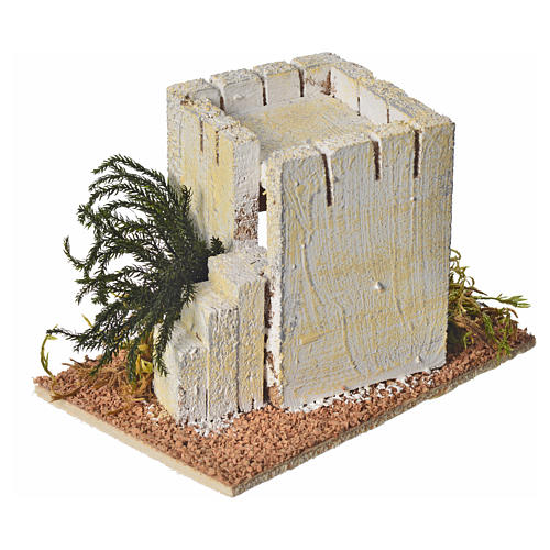 Nativity setting, wooden Arabian house measuring 8x14x9cm 2