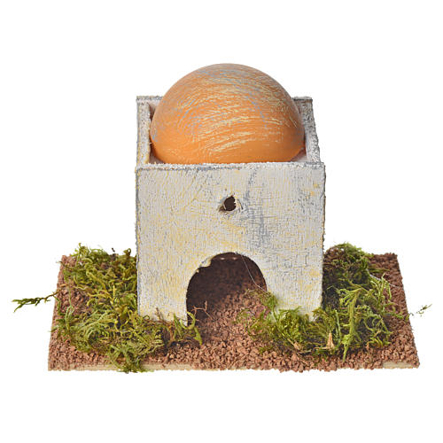 Nativity setting, Arabian house with wooden dome 8x14x9cm 1