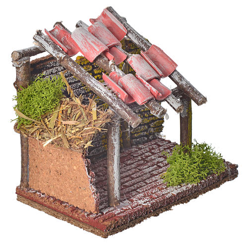 Nativity setting, wooden animal stable 14x14x9cm 2