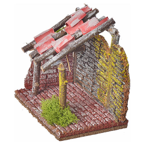 Nativity setting, wooden animal stable 14x14x9cm 3