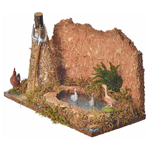 Nativity setting, pond with geese and sheaf 15x24x13cm 3